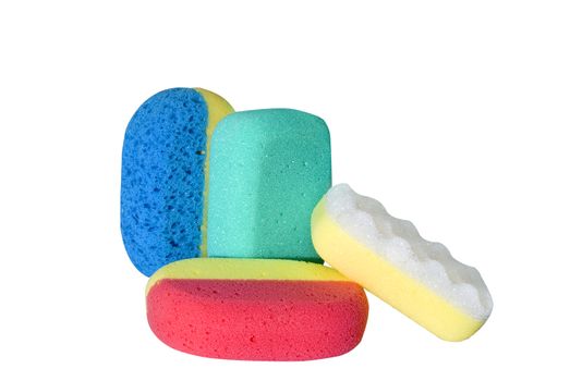 many color bath sponges 