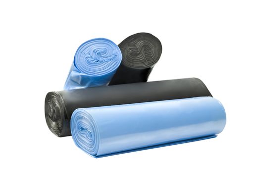 plastic degradable blue and black garbage bags