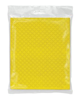 yellow napkins with  rhombus texture in a blister pack 