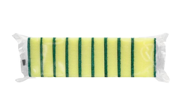 ten yellow sponges in film packing 