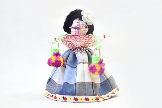 national handmade doll over white 