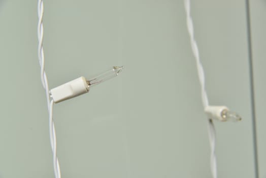 macro zoomed diode lamp on white wire 