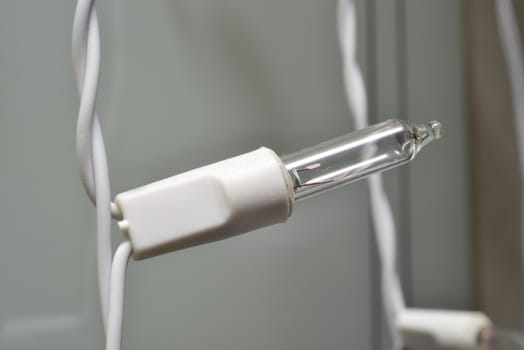 macro zoomed diode lamp on white wire 