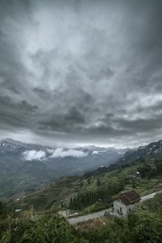 The  Rice field terraces. Sapa Vietnam. Cloudscape