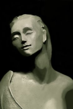 antique grayscale sculpture of women