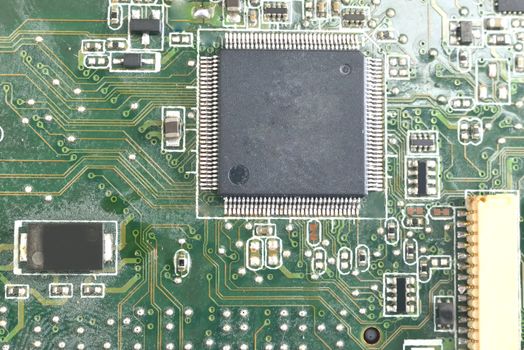 chip on motherboard (mainboard) with controllers, ports and wires