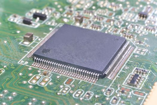 chip on motherboard (mainboard) with controllers, ports and wires