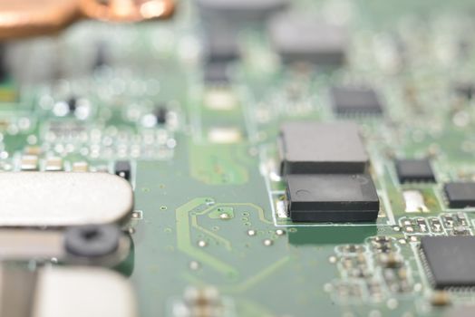 Anatomy of computer equipment (green microcircuit)