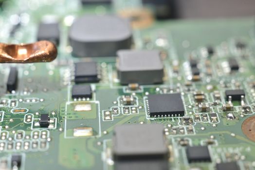 Anatomy of computer equipment (green microcircuit)