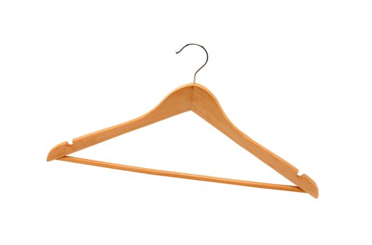 Wooden hanger isolated on white