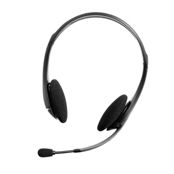 headphones with a microphone on white