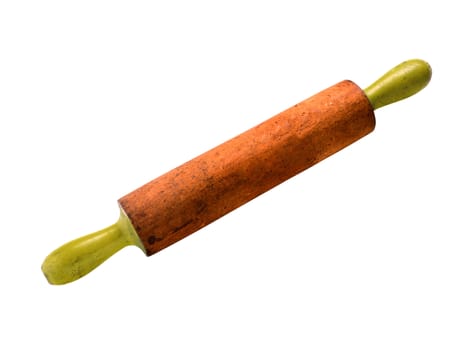 Wooden rolling-pin for dough isolated