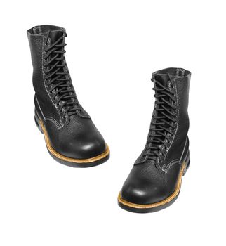 black army boots isolated on white