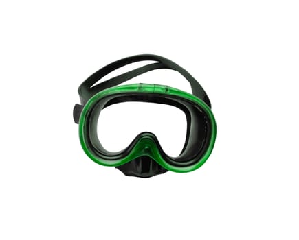 green diving mask isolated on white