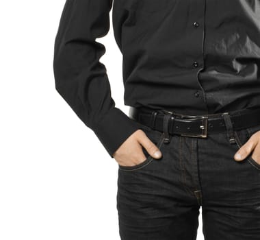 businessman with hands in pockets isolated