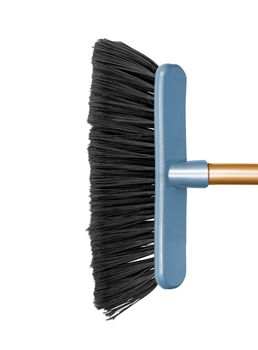 plastic broom isolated on white background