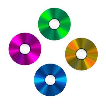 four colored Compact Discs