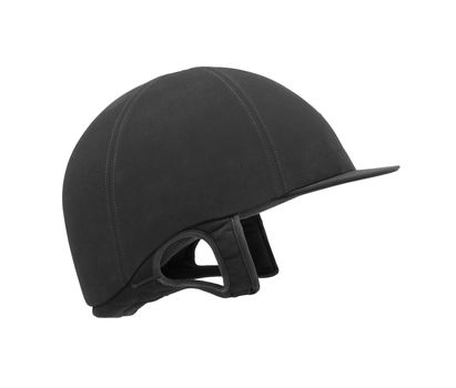 Black ridding cap for horse riders isolated on white