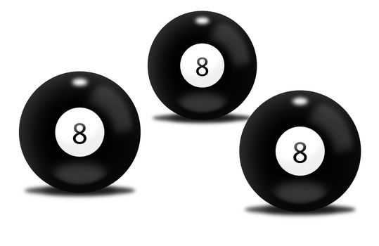 Black billiard balls number eight
