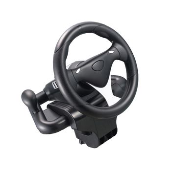Computer steering wheel isolated on white background