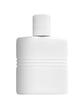 Bottle with cosmetic means for a white background