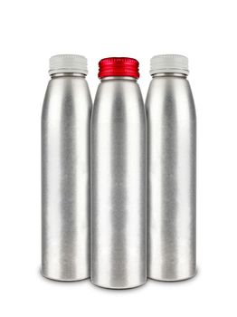 Metal water bottles isolated