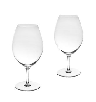 Empty wine glasses, isolated on a white background
