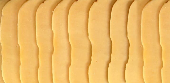 slices cheese on white background