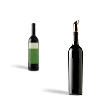 bottles of wine on white background