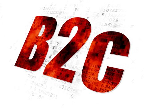 Business concept: Pixelated red text B2c on Digital background
