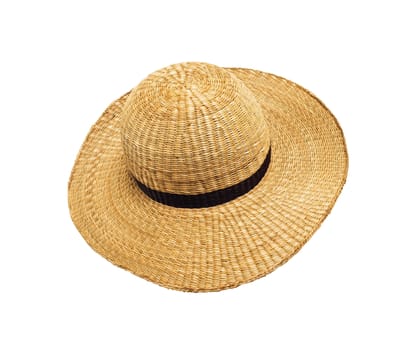 Straw summer hat isolated on white background