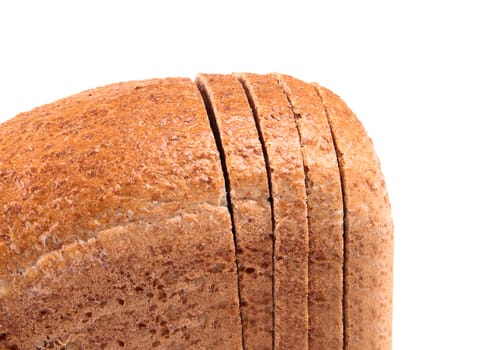bread slices with chunk over white background