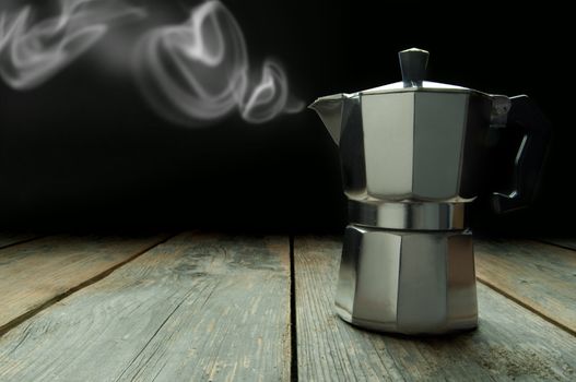 Italian coffee machine with freshly made coffee