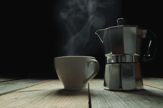 Italian coffee machine background with space 