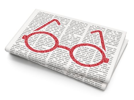 Learning concept: Pixelated red Glasses icon on Newspaper background
