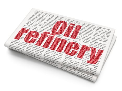 Industry concept: Pixelated red text Oil Refinery on Newspaper background