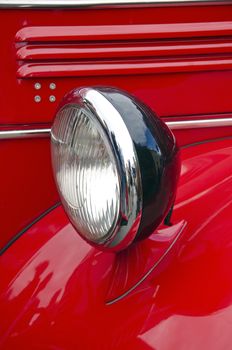 Headlight of antique firefighters' car - old design