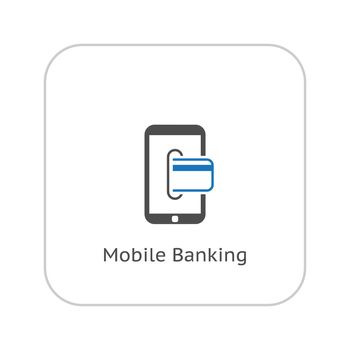 Mobile Banking Icon. Business Concept. Flat Design. Isolated Illustration.
