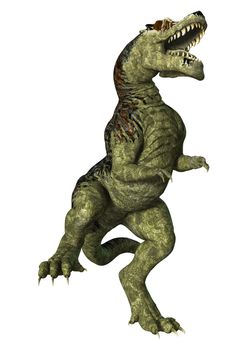 3D digital render of a dinosaur Tyrannosaurus Rex isolated on white background