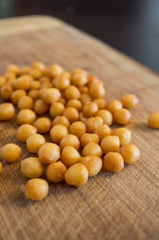 Round crackers on a wooden board