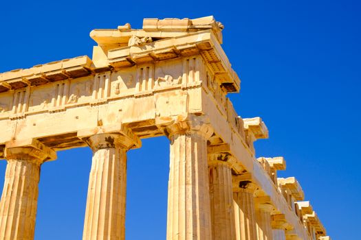 Architecture detail of Pantheon temple in Acropolis, Athens, Greece