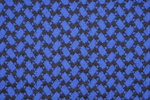 Blue and black gingham tablecloth pattern.