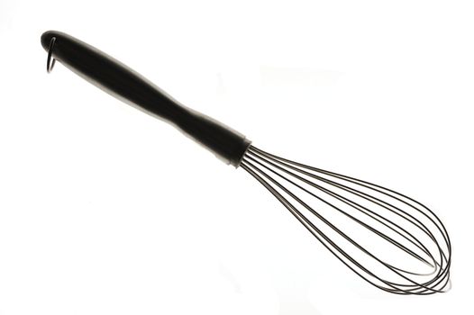 Houseware: steel whisk, isolated on white background