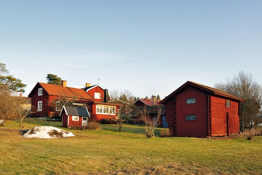 Small Swedish village, Halvarsgårdarna in Sweden.