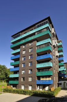 Swedish Apartment Block in summer.