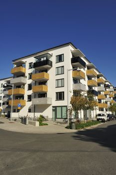 Swedish Apartment Block in summer.