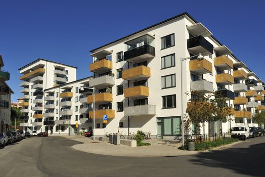 Swedish Apartment Block in summer.