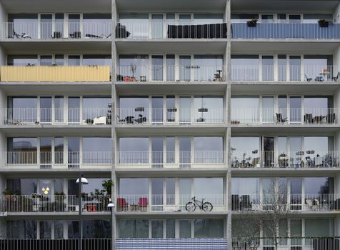 Modern apartment buildings in new neighborhood.