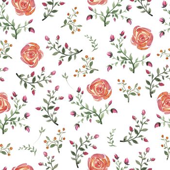 flowers watercolor of floral rose seamless pattern