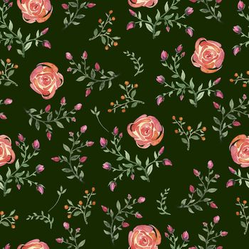 flowers watercolor of floral rose seamless pattern